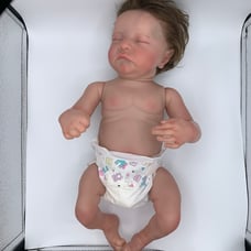 Reborn Realistic Newborn Infant Baby Boy Full Vinyl Body Full Brown Hair 16”