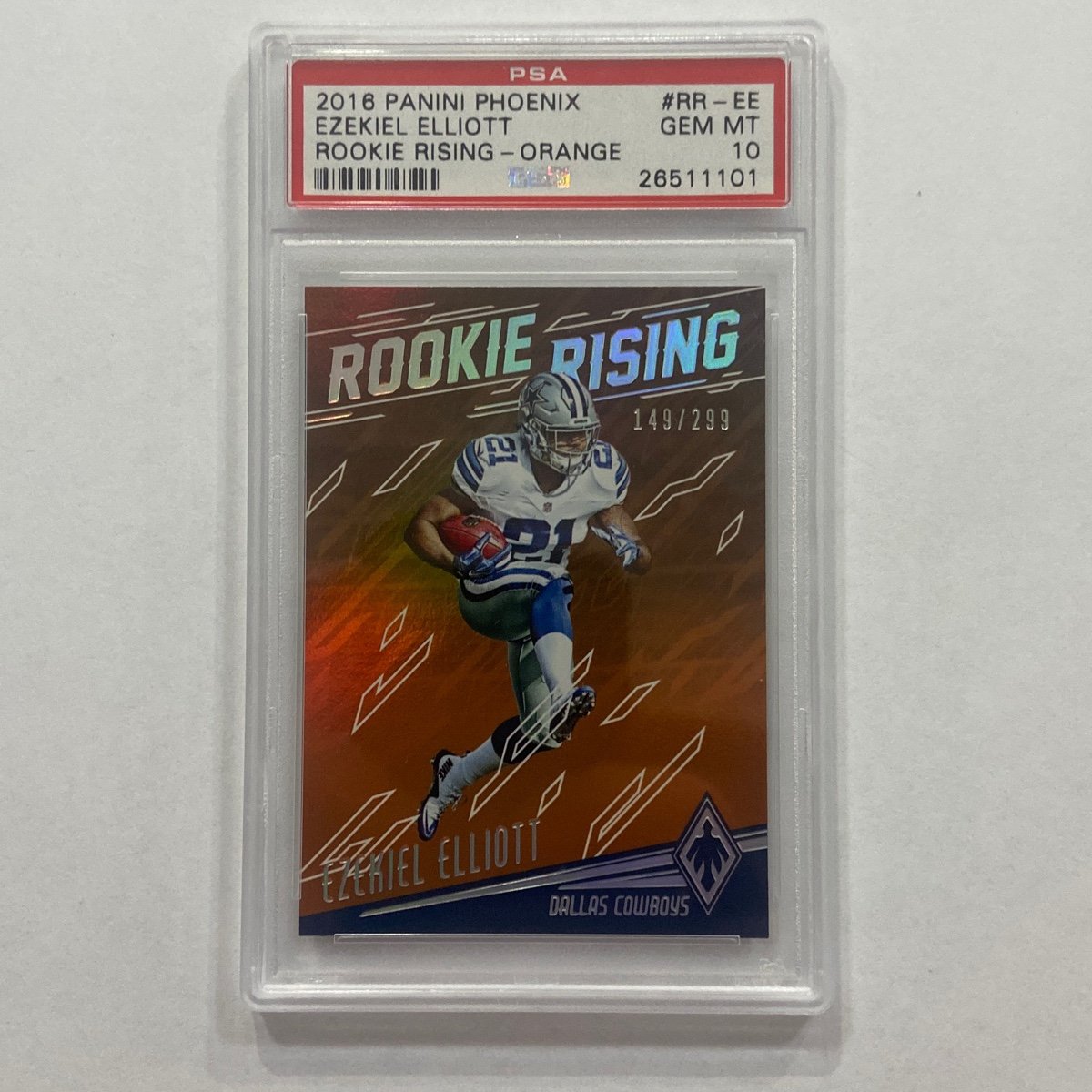 2016 Panini Phoenix Rookie Rising Orange #/299 RC Ezekiel Elliott #RR-EE PSA 10
