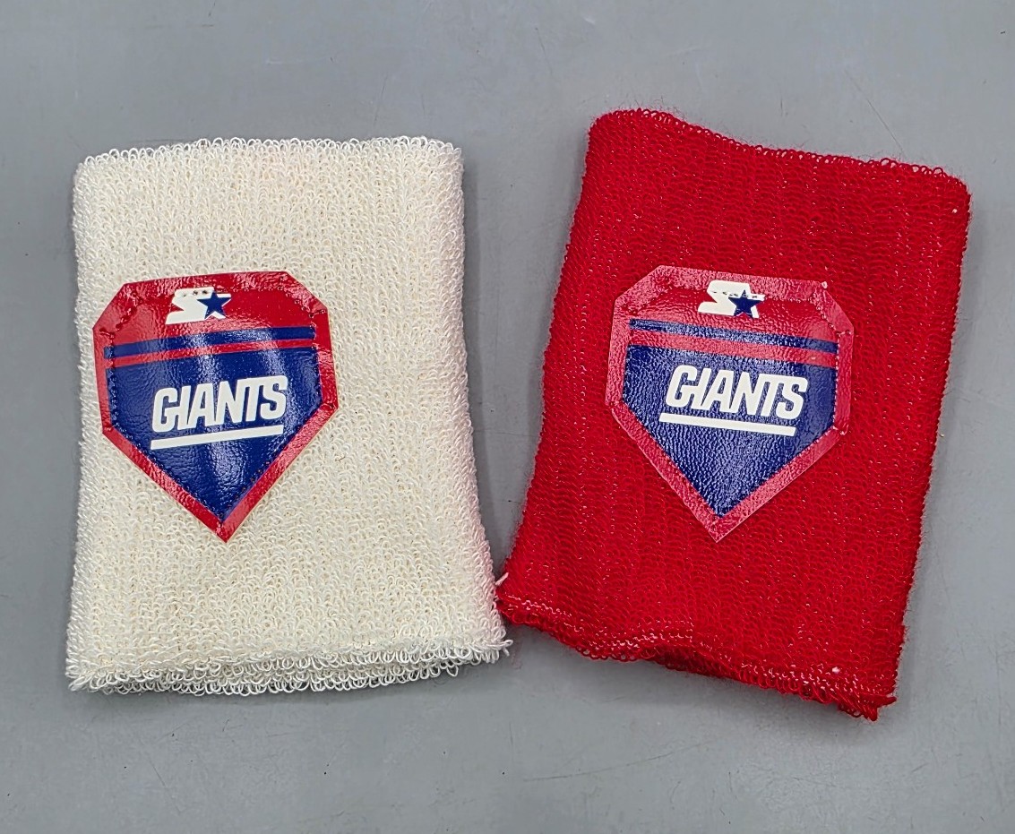 VTG 1980s Starter Team Issued New York Giants Red & White Wristbands/Sweatbands