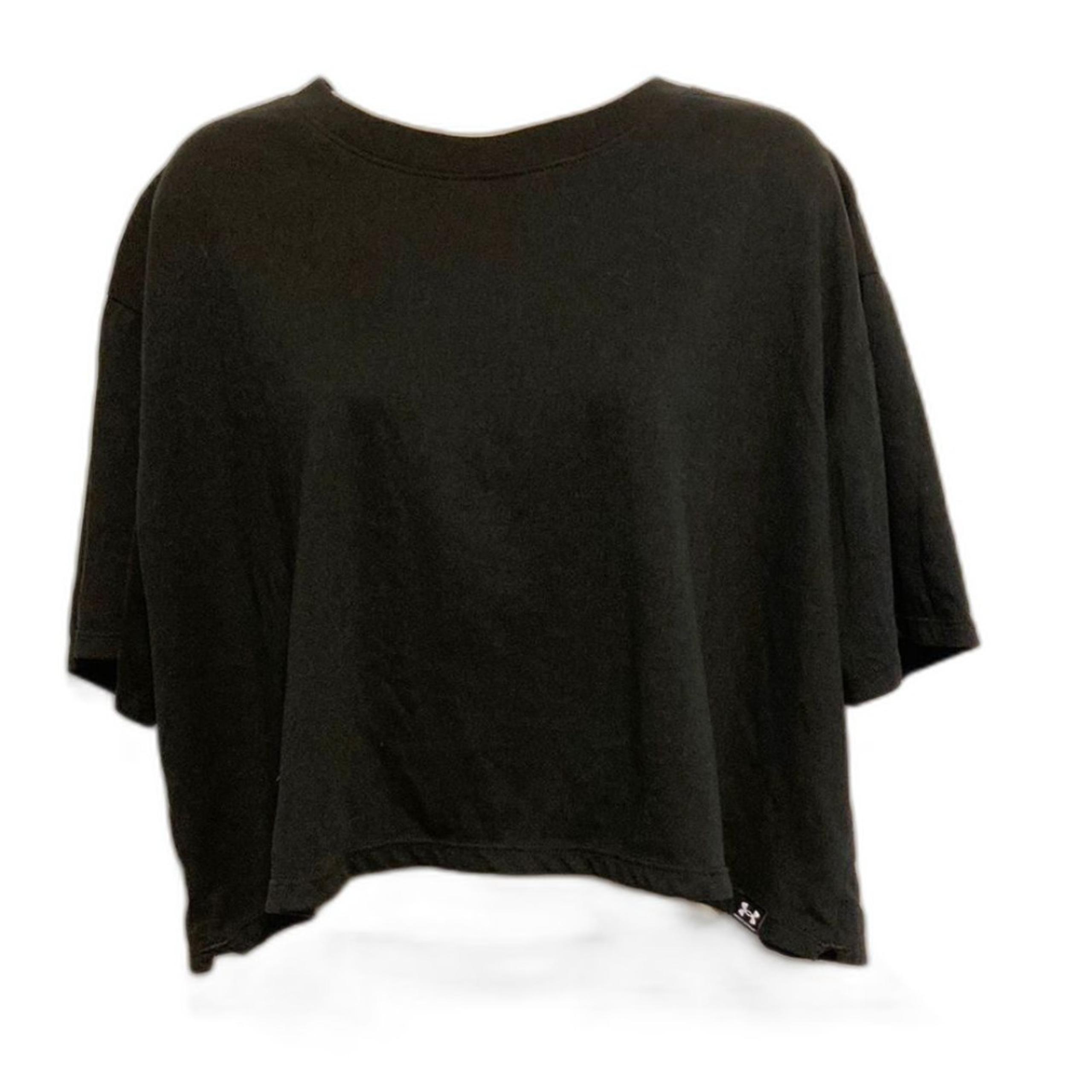 UNDER ARMOUR Short Sleeve Dropped shoulders Black Crop Top Womens Large