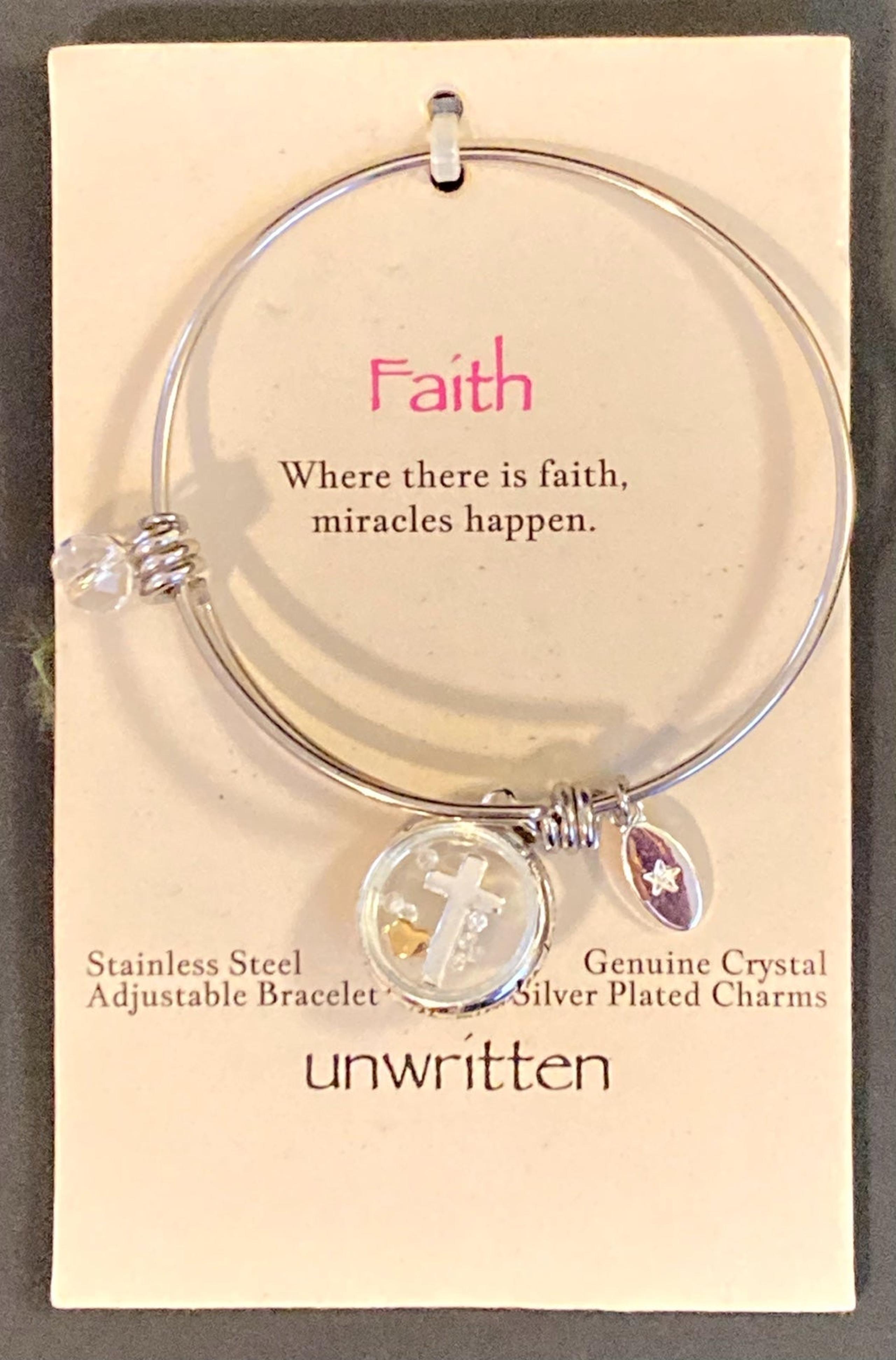 New Unwritten Cross Charm Bracelet Adjustable  Stainless Steel Silver Plated