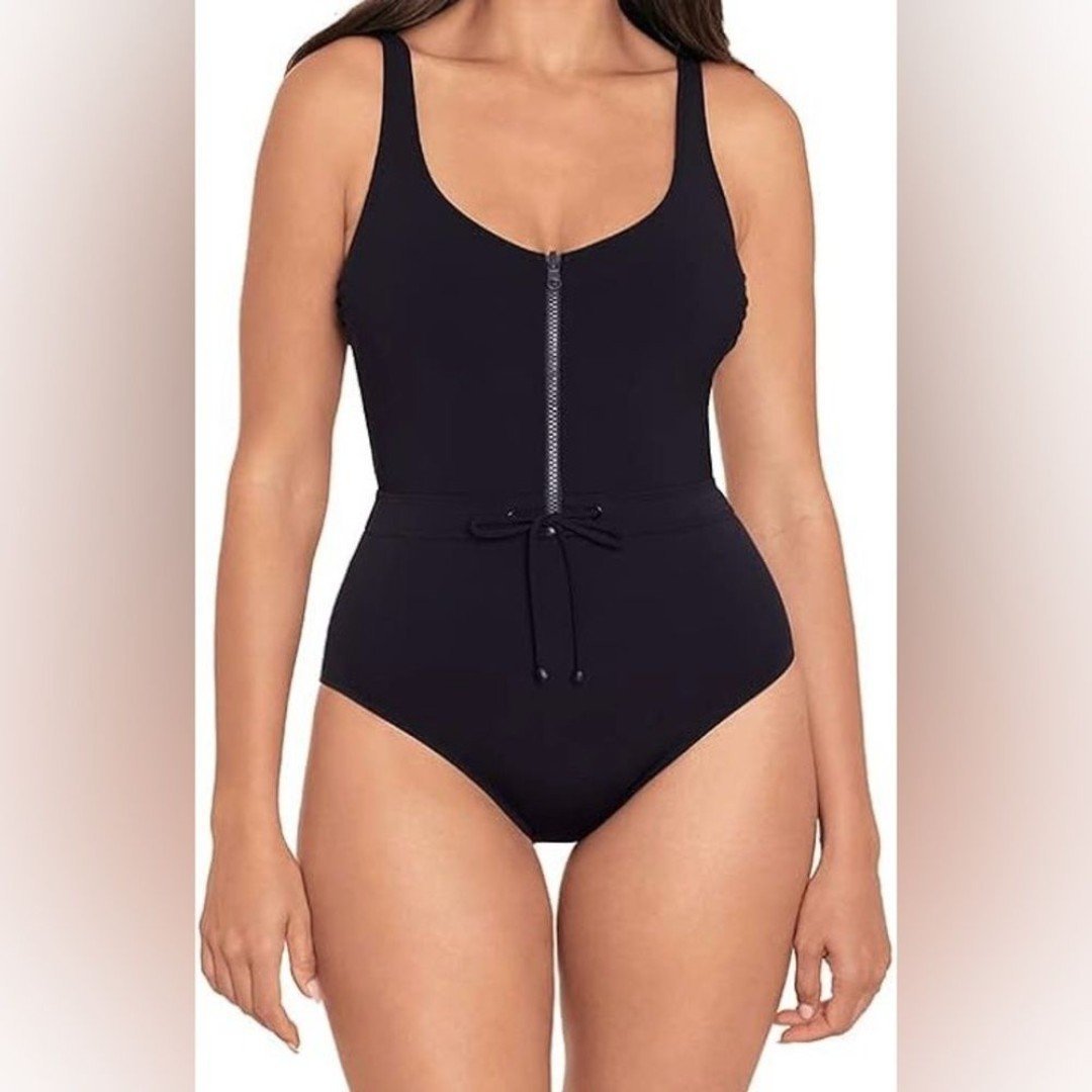 New Skinny Dippers Jippa Zip Lock One Piece Swimsuit Black Size XL NWT