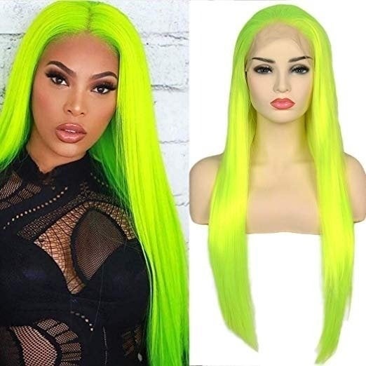 Slayqueen lace neon green lace front wig