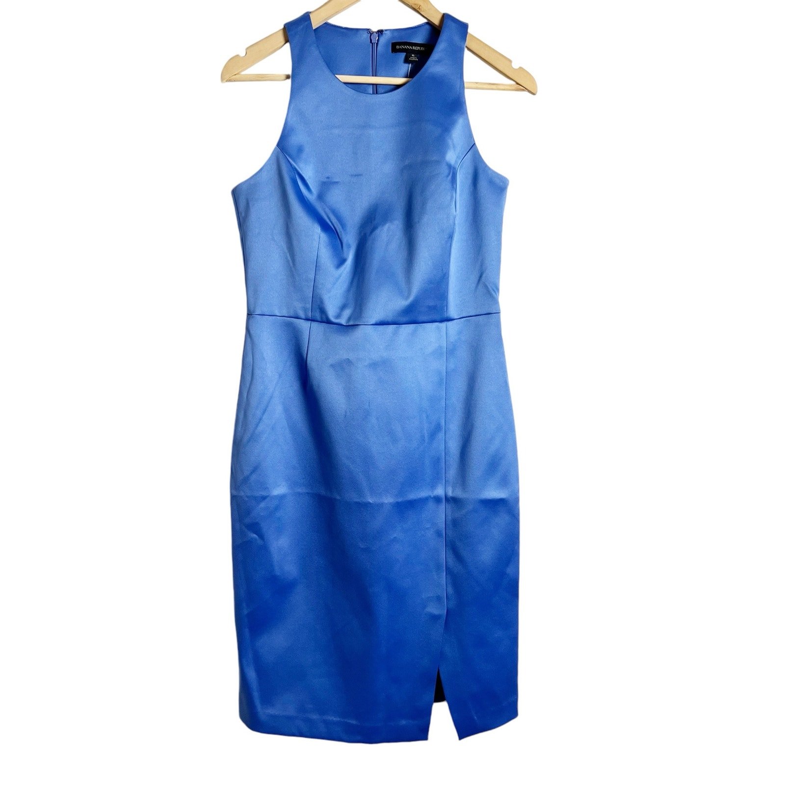 Banana Republic Blue Satin Sleeveless Sheath Cocktail Dress Size 6