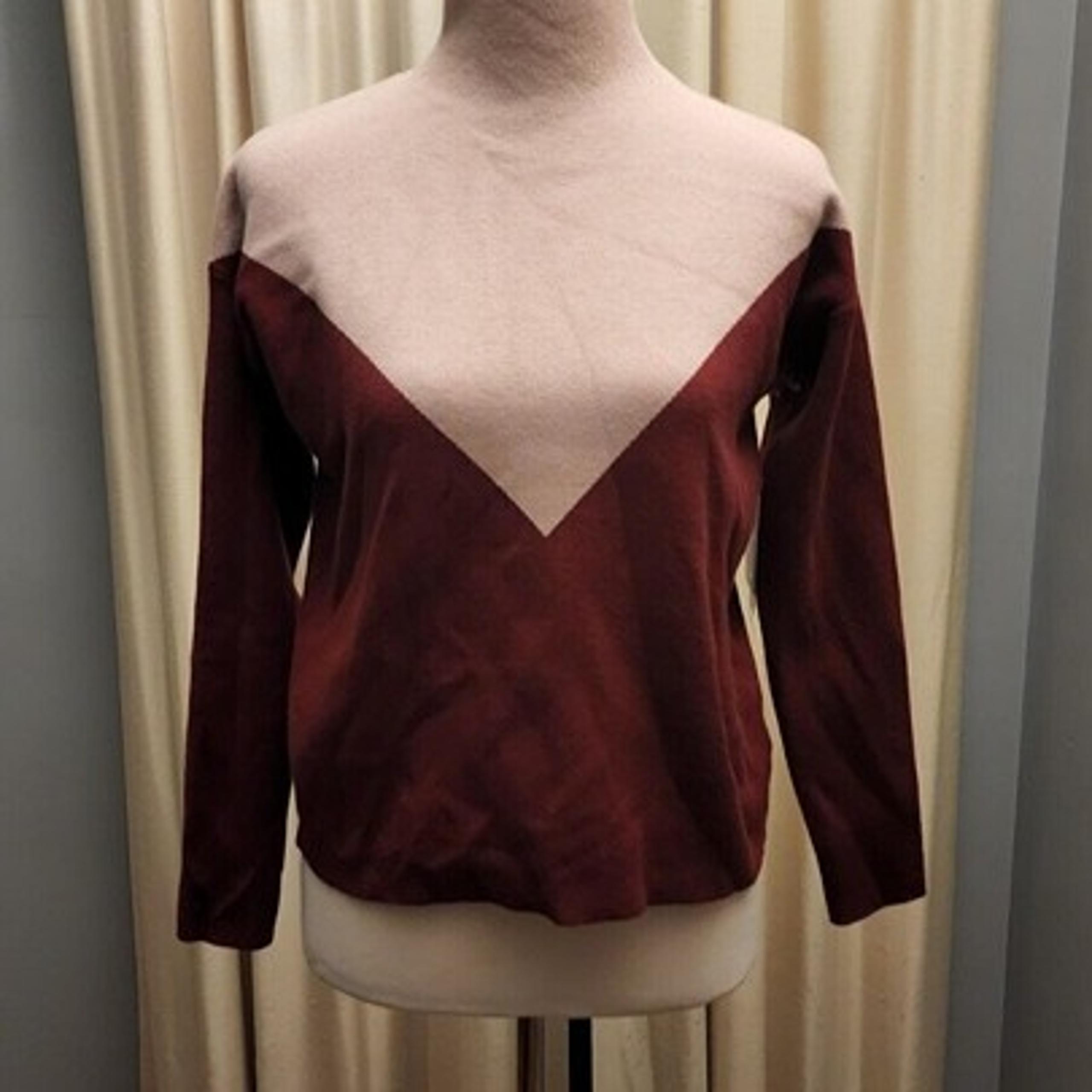 Cynthia Rowley Women's Mock Neck Color block Sweater Pink/Red NWT Size XS