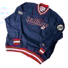 Vintage Nascar Jacket Mens XXL Blue Rusty Wallace Miller Lite Windbreaker Y2K