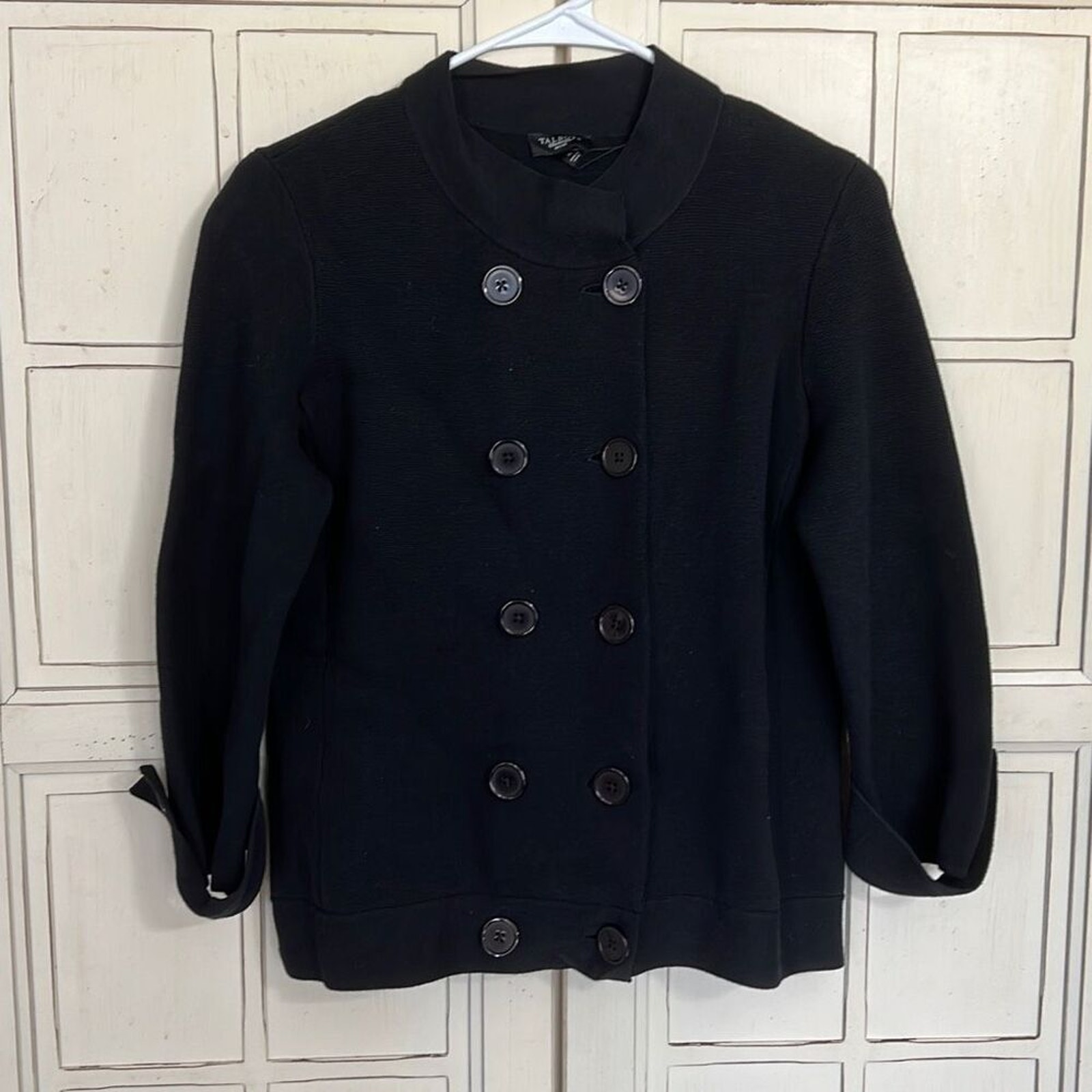 NWT Talbots size PM black button down jacket blazer sweater