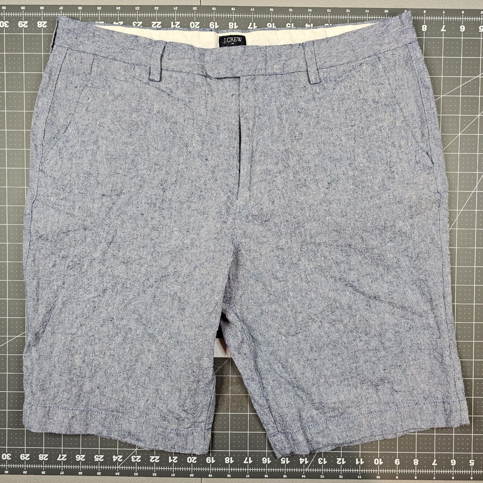 J Crew Shorts Mens 36 Linen Chino Bermuda Rivington Preppy Casual Blue