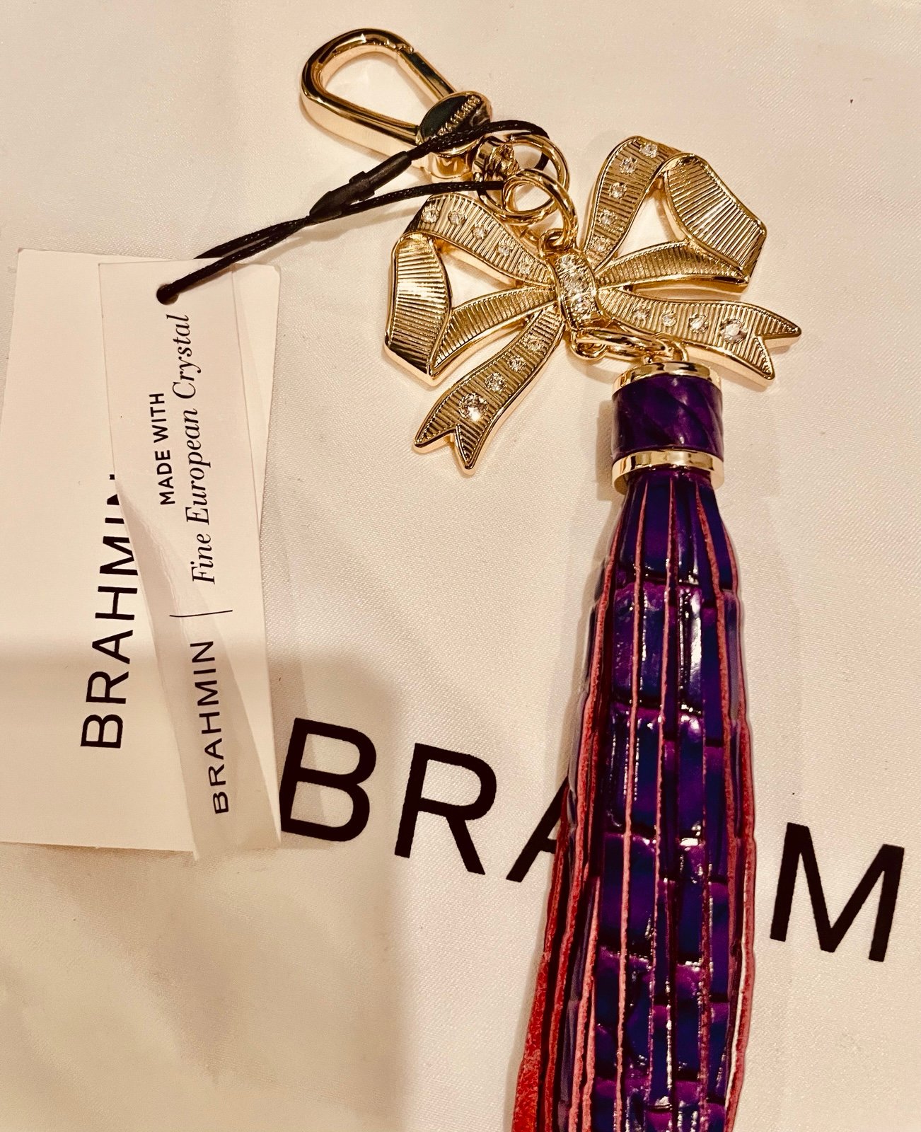 Brahmin Gold Bow tie Tassel Key/Purse Charm