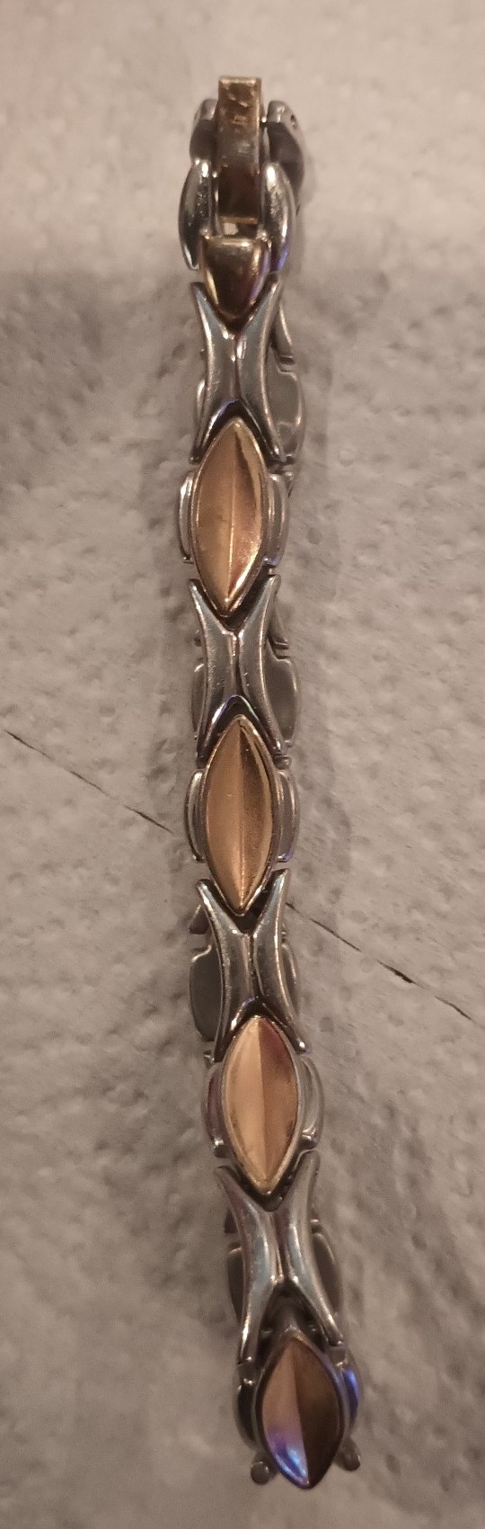 10k Yellow Solid Gold 925 Sterling Silver Link Bracelet
