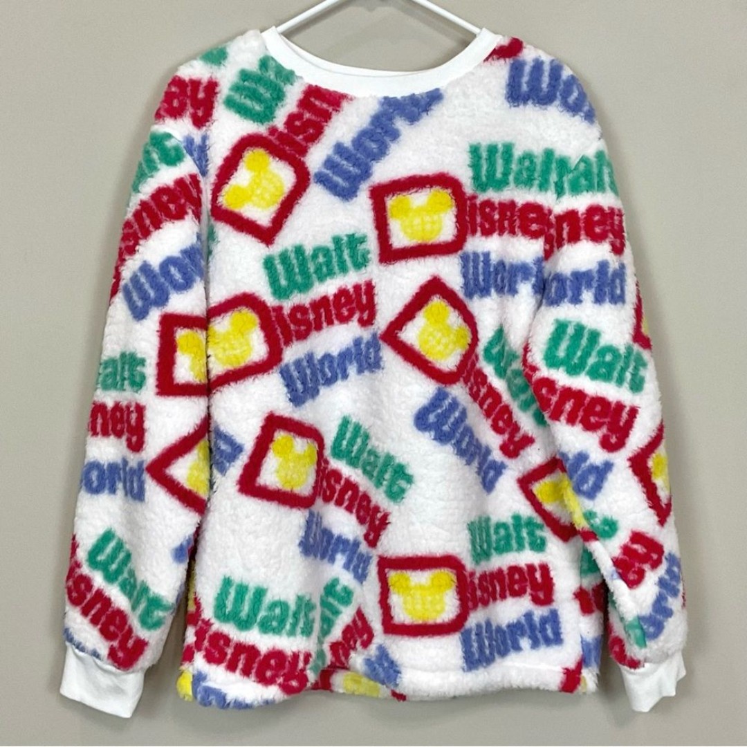 WDW Sherpa Fleece Pullover Long Sleeve Sweatshirt Walt Disney World Sz Med New