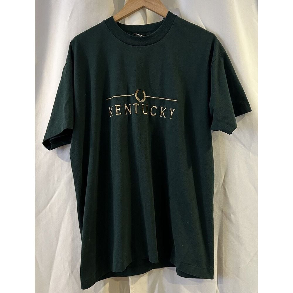 Vintage Kentucky Single Stitch T-Shirt Green Size XL Vtg Embroidered