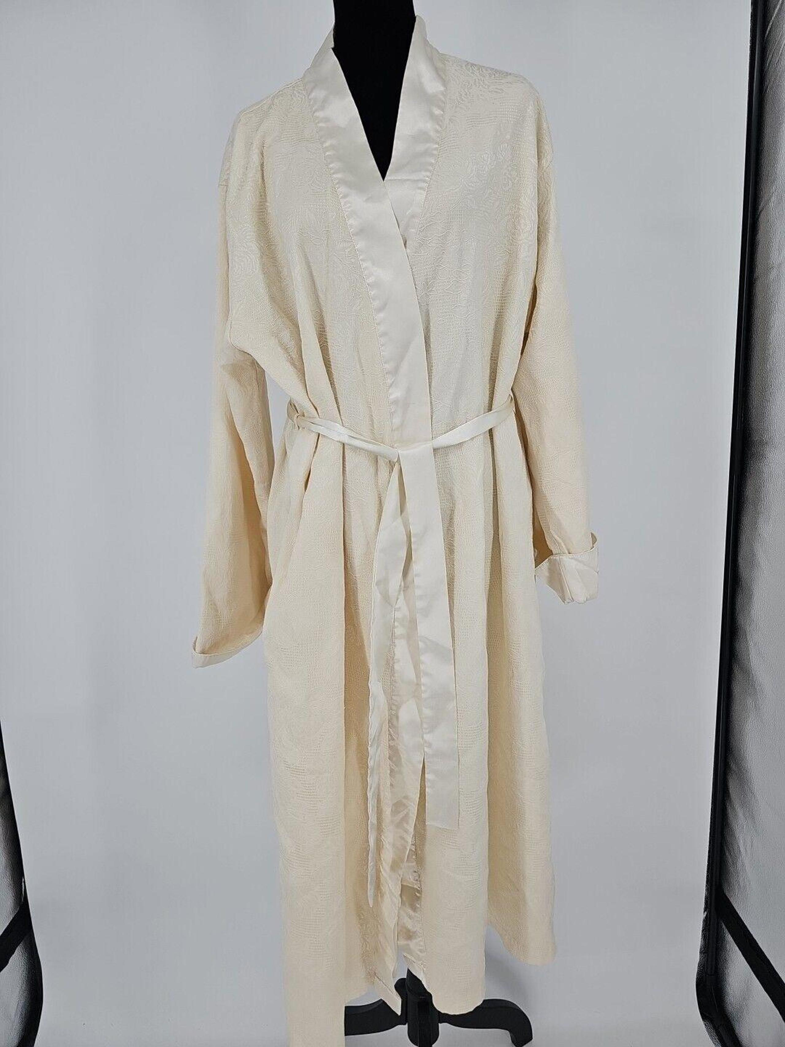 Cabernet Sleepwear Full Length Robe Lined Ivory Floral Womens Plus L AS IS
