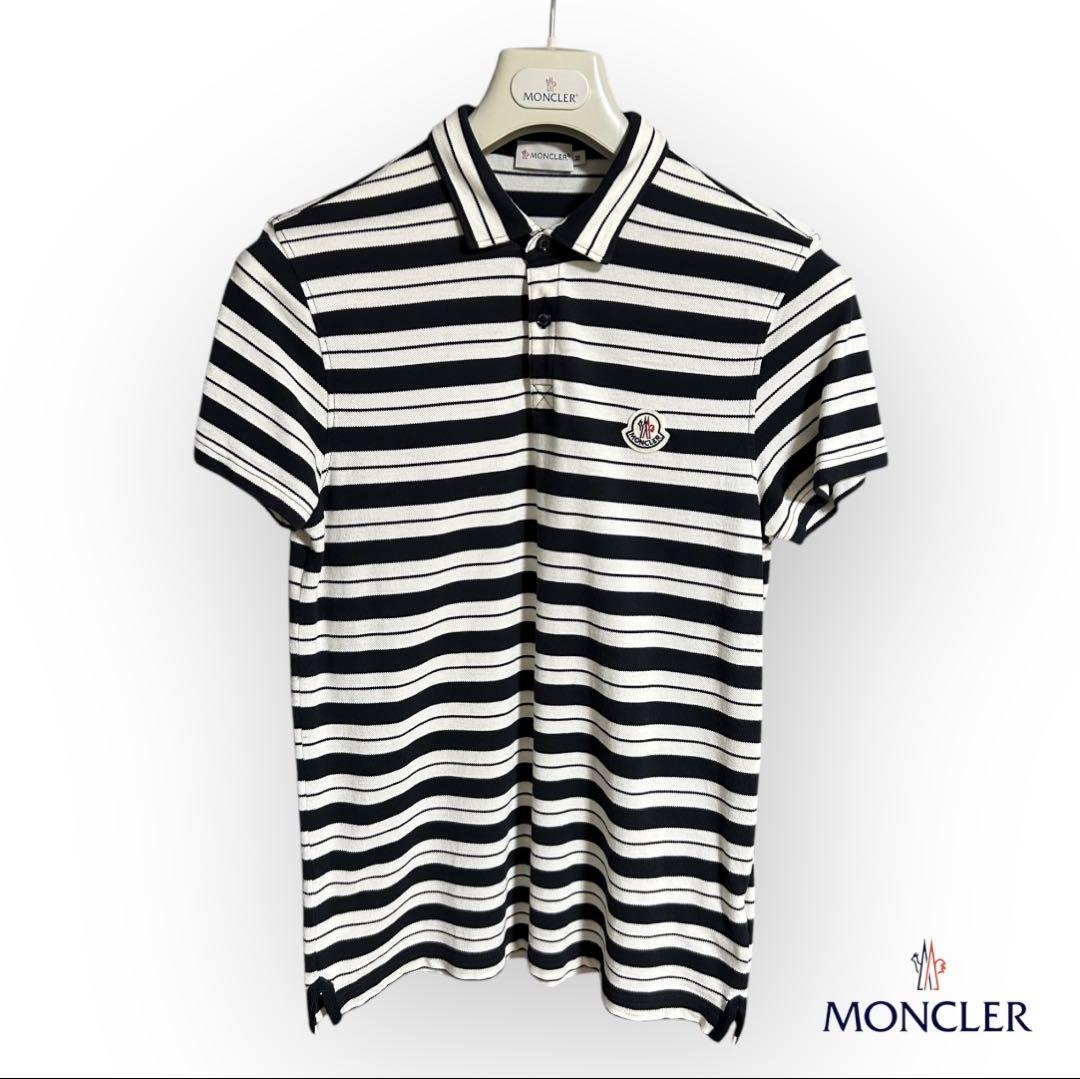 MONCLER Black (Navy) White Striped Polo Shirt