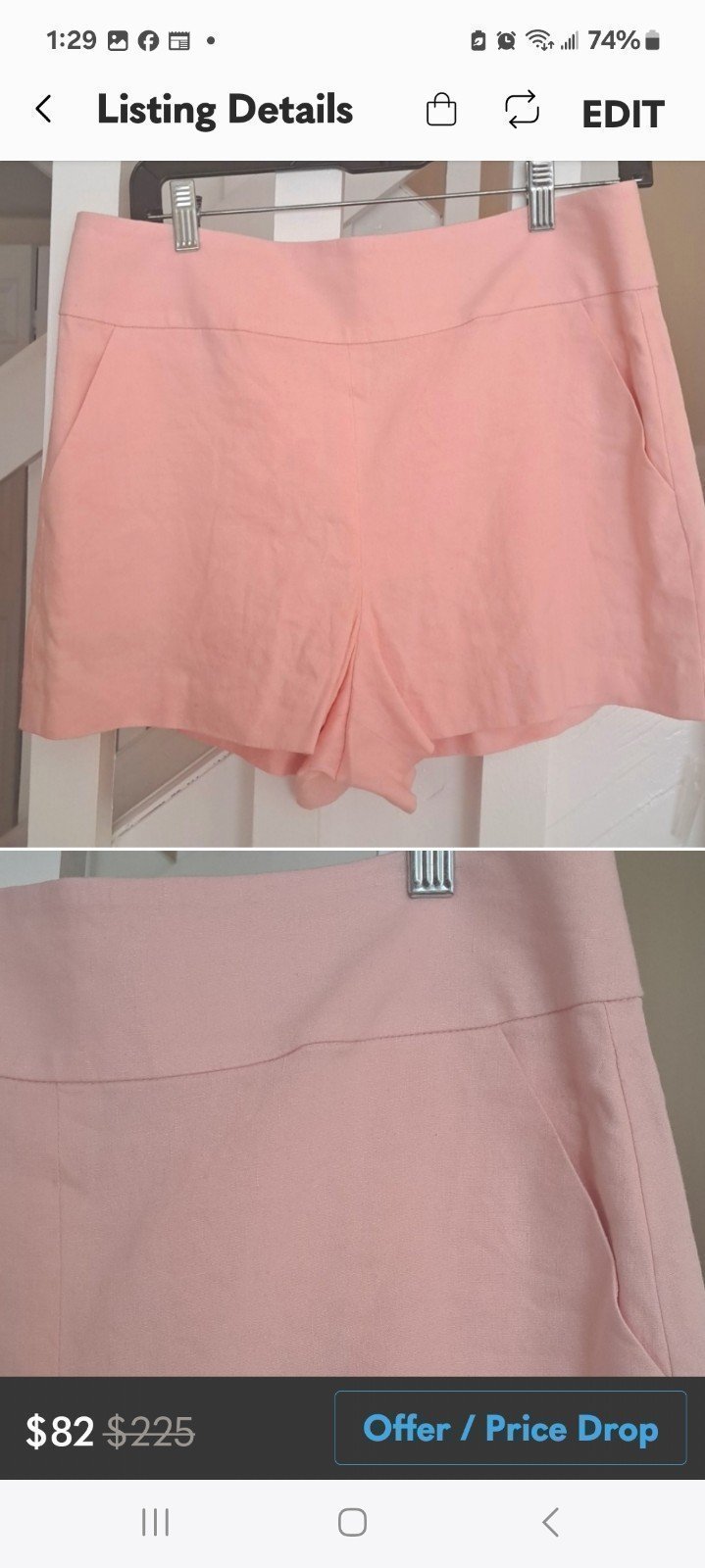 Alice&Olivia Donald Petal Pink High waist shorts Linen blend sz 10. EUC