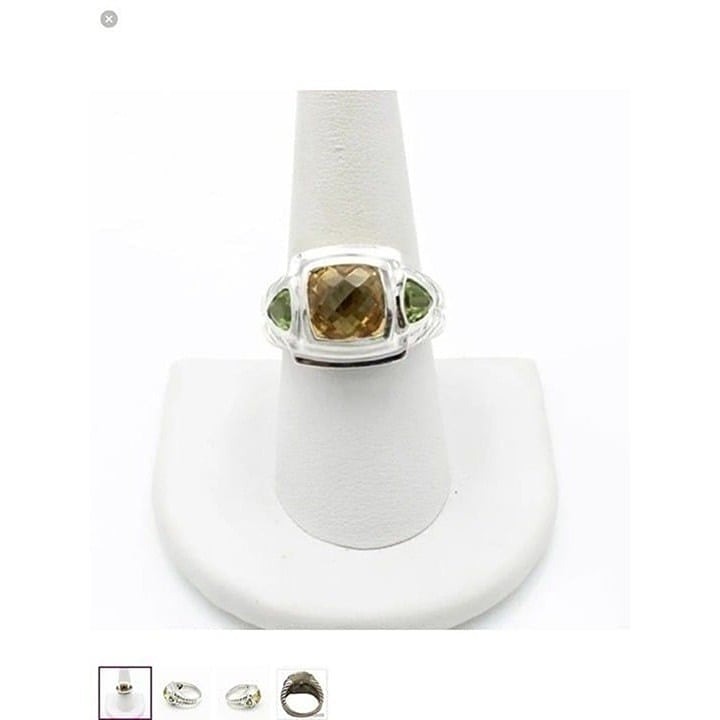 Judith Ripka sterling silver green peridot yellow citrine ring size 9