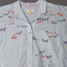 Anthropologie Maeve The Clarissa High Low Button Down Shirt Embroidered Size 12