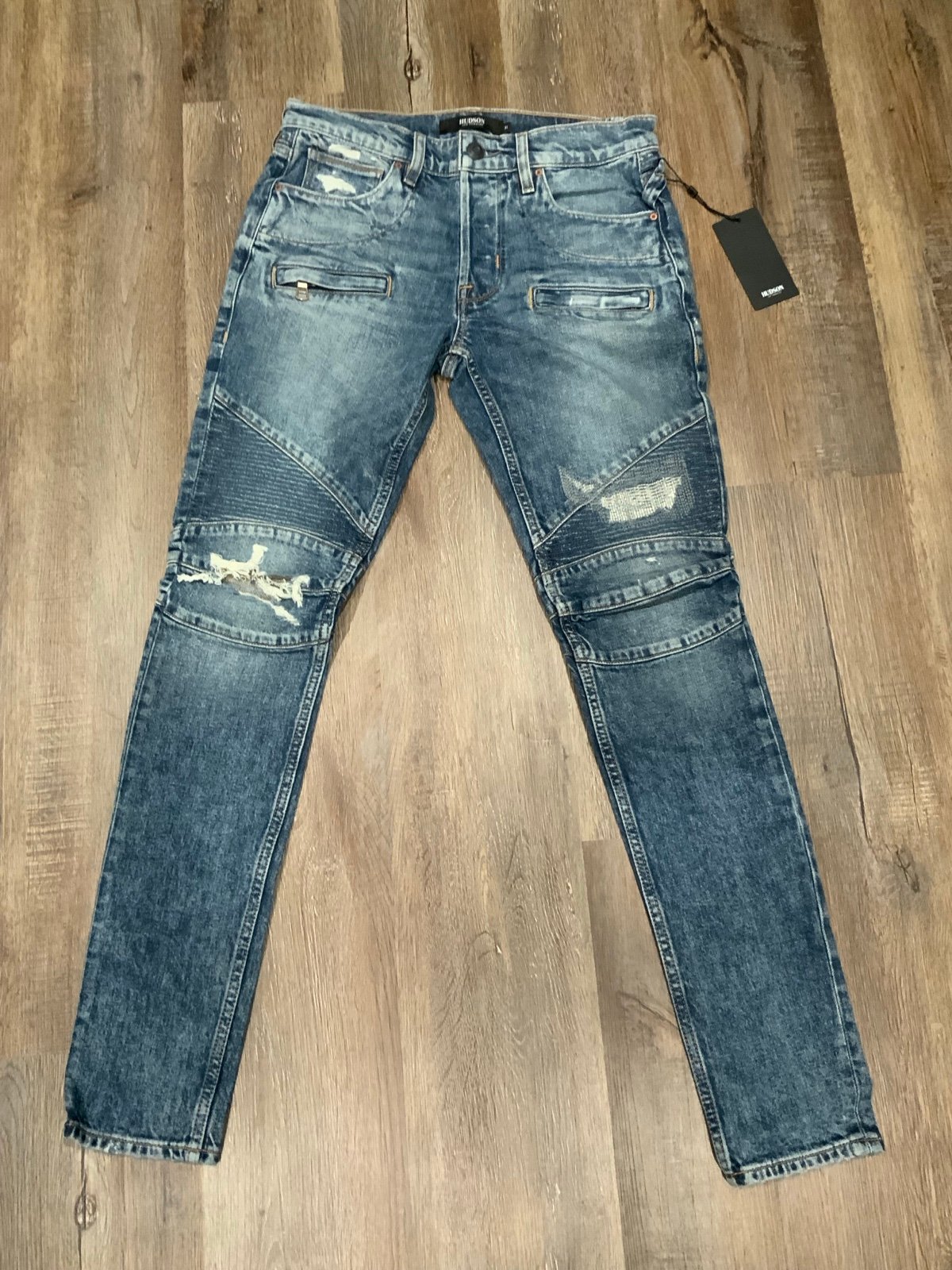 New Hudson Blinder Biker Moto Men's Jeans Distressed, Size 31 x 32