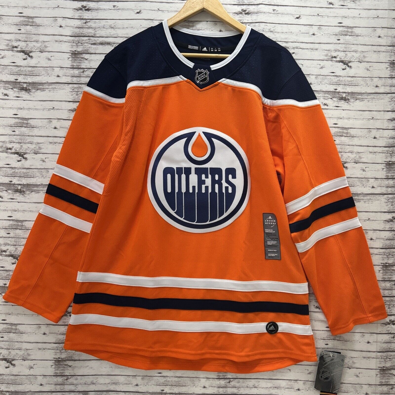 Edmonton Oilers Adidas Authentic NHL Hockey Jersey Men's Size 50 Orange CA7086