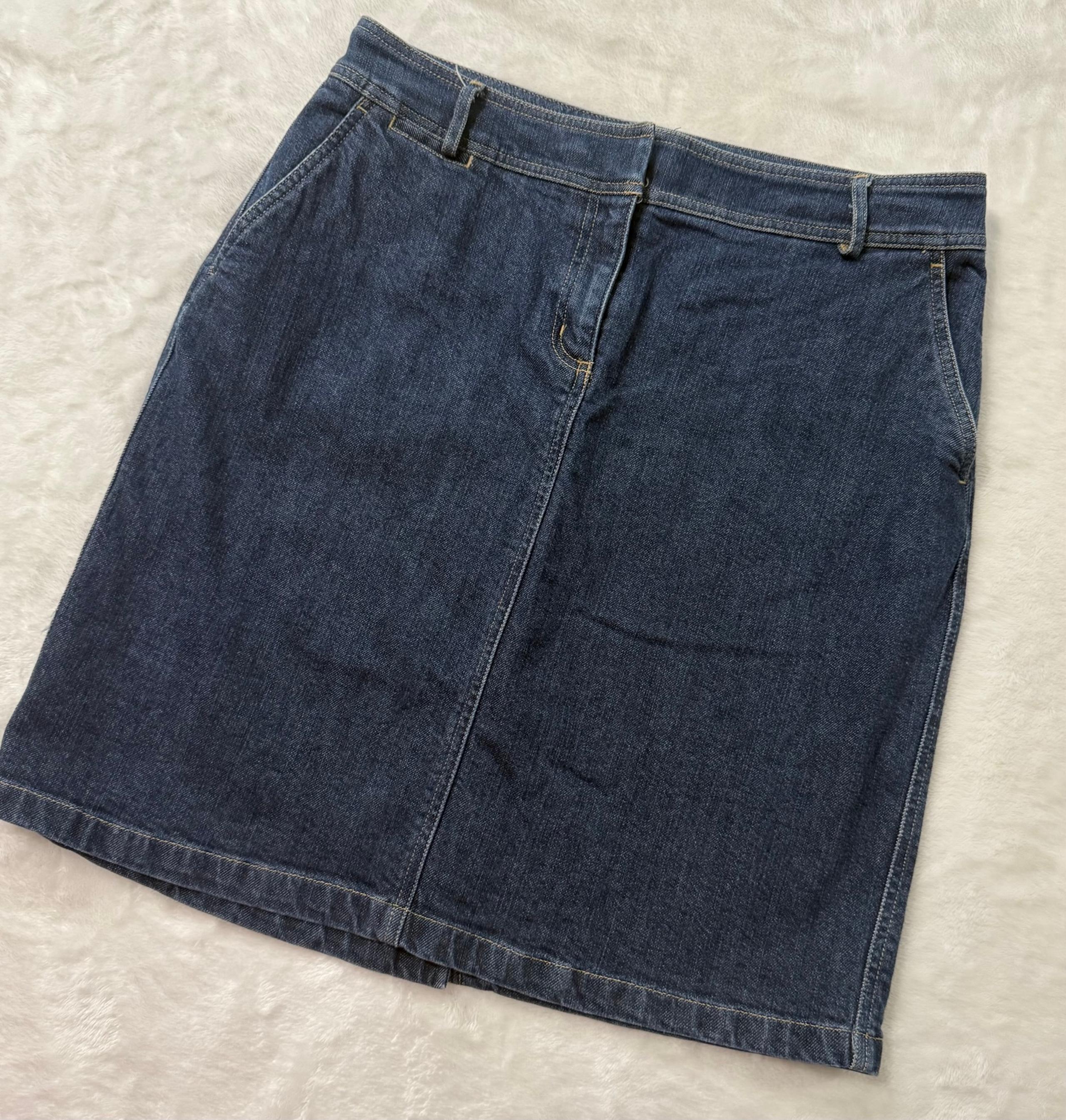 Lands' End Blue Pencil Skirt Knee-Length Casual