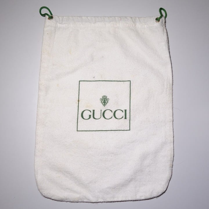Vtg Gucci Cotton Dust Bag w/ Drawstrings Made In Italy, Sz 11.5 in x 8.25 in