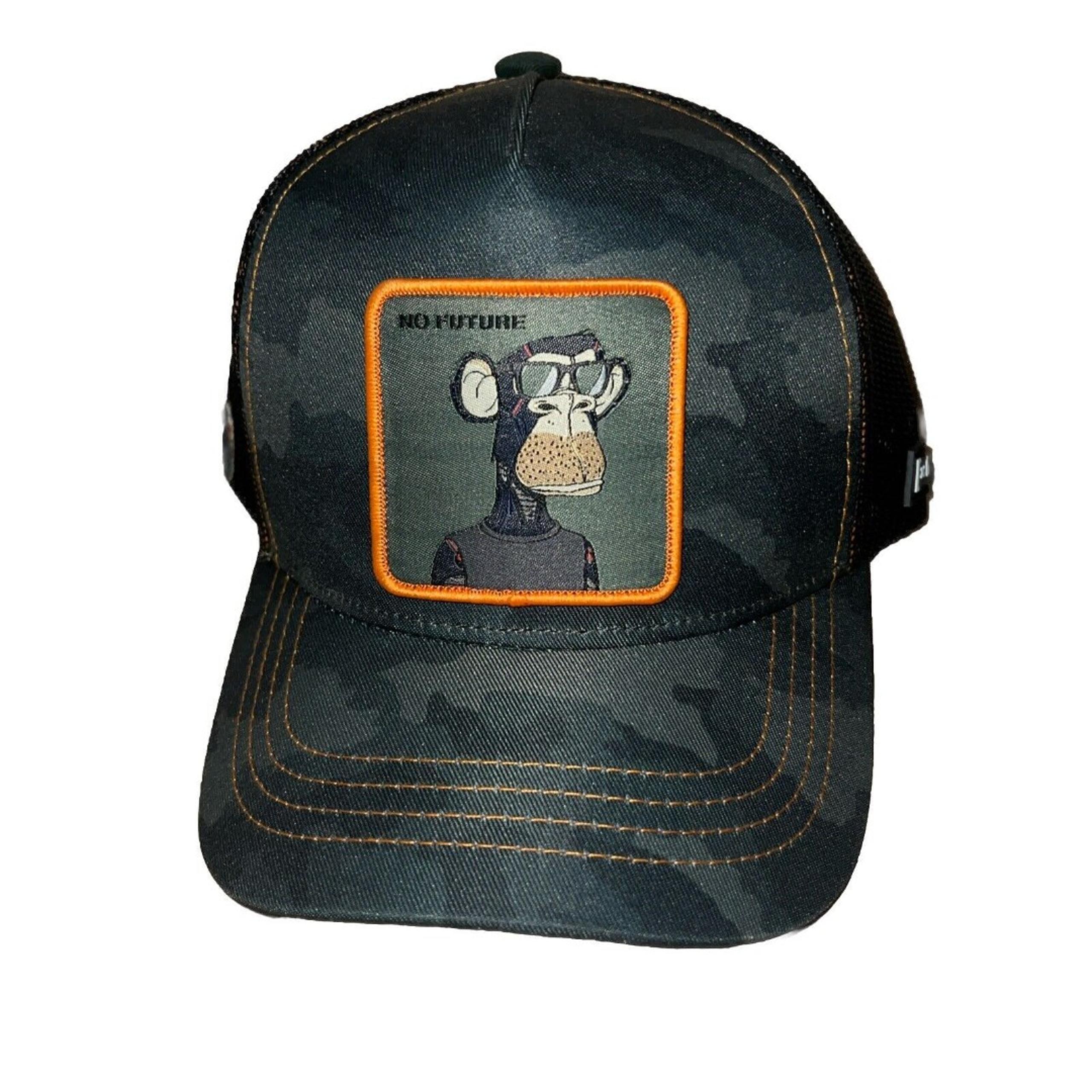 Crazy Universe Bored of directors No future Monkey truckers hat. One size