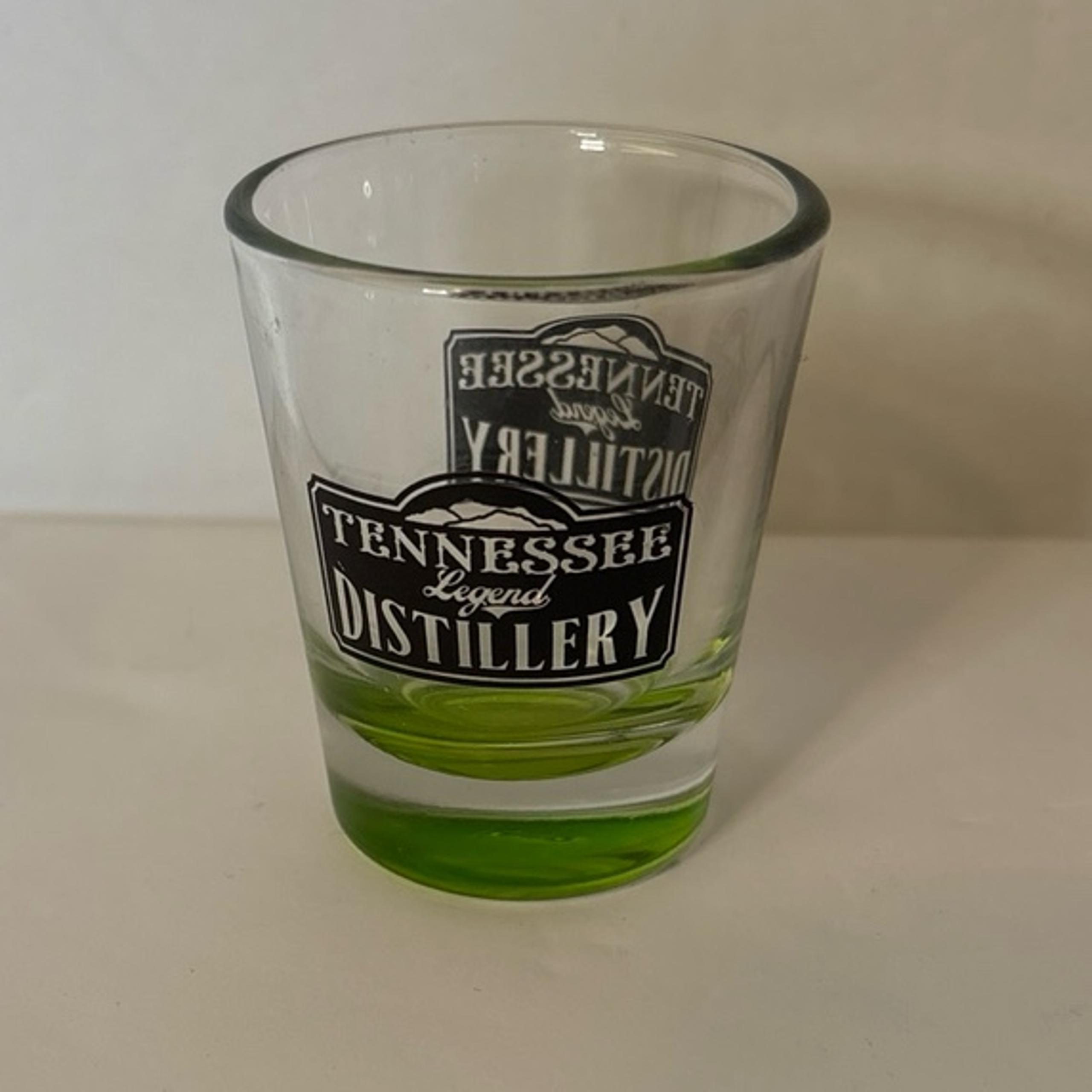 Libbey Shot Glass Tennessee Legend Whiskey Green Bottom