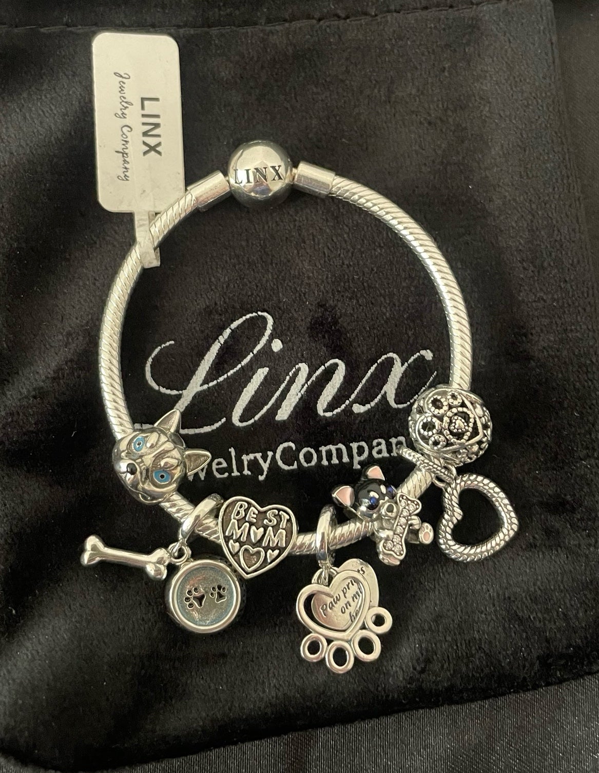 Linx Snake Chain Bracelet with Husky Mom Themed Charms