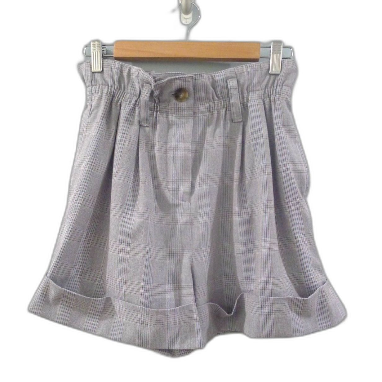 Aritzia Sunday Best Plaid High Waist Paper Bag Cuffed Short - Gray 4