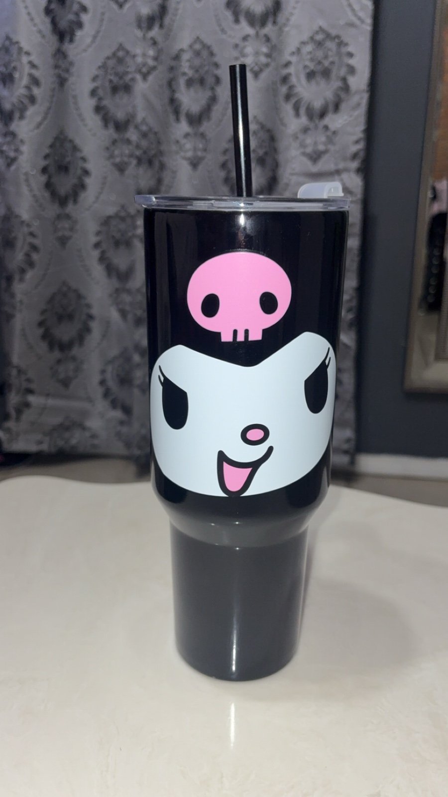 NEW SANRIO KUROMI BLACK STAINLESS STEEL TUMBLER 40oz.