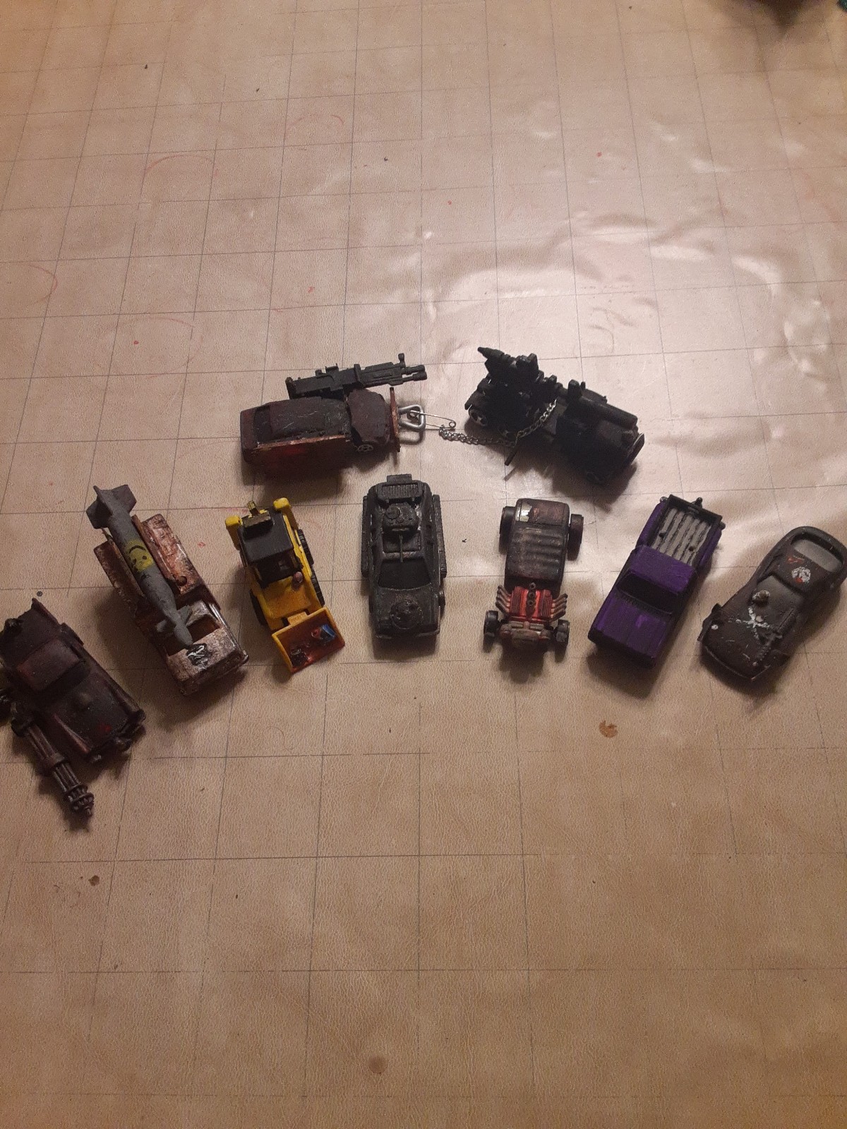 Lot of hand painted mad max styled custom hot wheels