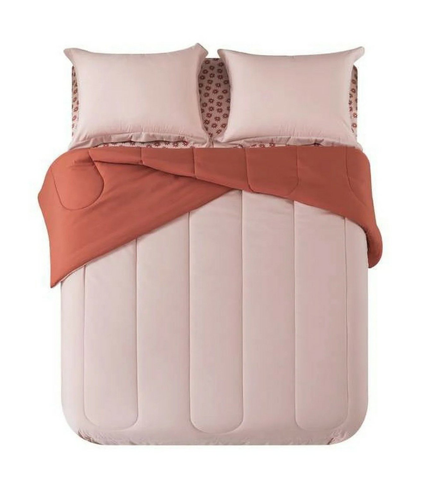 Mainstays 7 Piece Reversible Bed in a Bag Comforter Set with Sheets, PINK, Queen