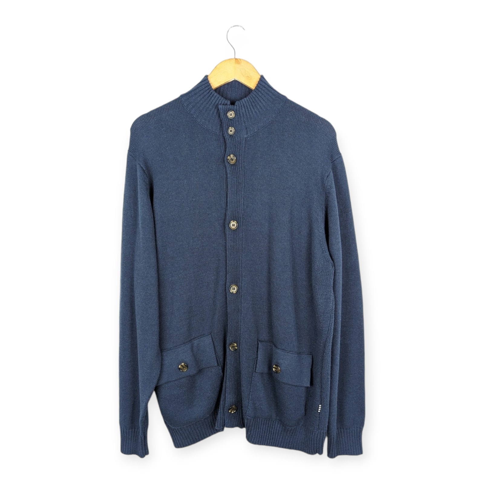 Five Four Men's Navy Blue High Neck Casual Cardigan Sweater Size XL