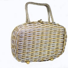 Pan Am Imports Vintage Purse Basket Weave Design Gold and Silver