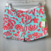 Lilly Pulitzer Don’t be Shellfish Callahan Aqua Coral Turtle Shorts Size 0 NWT