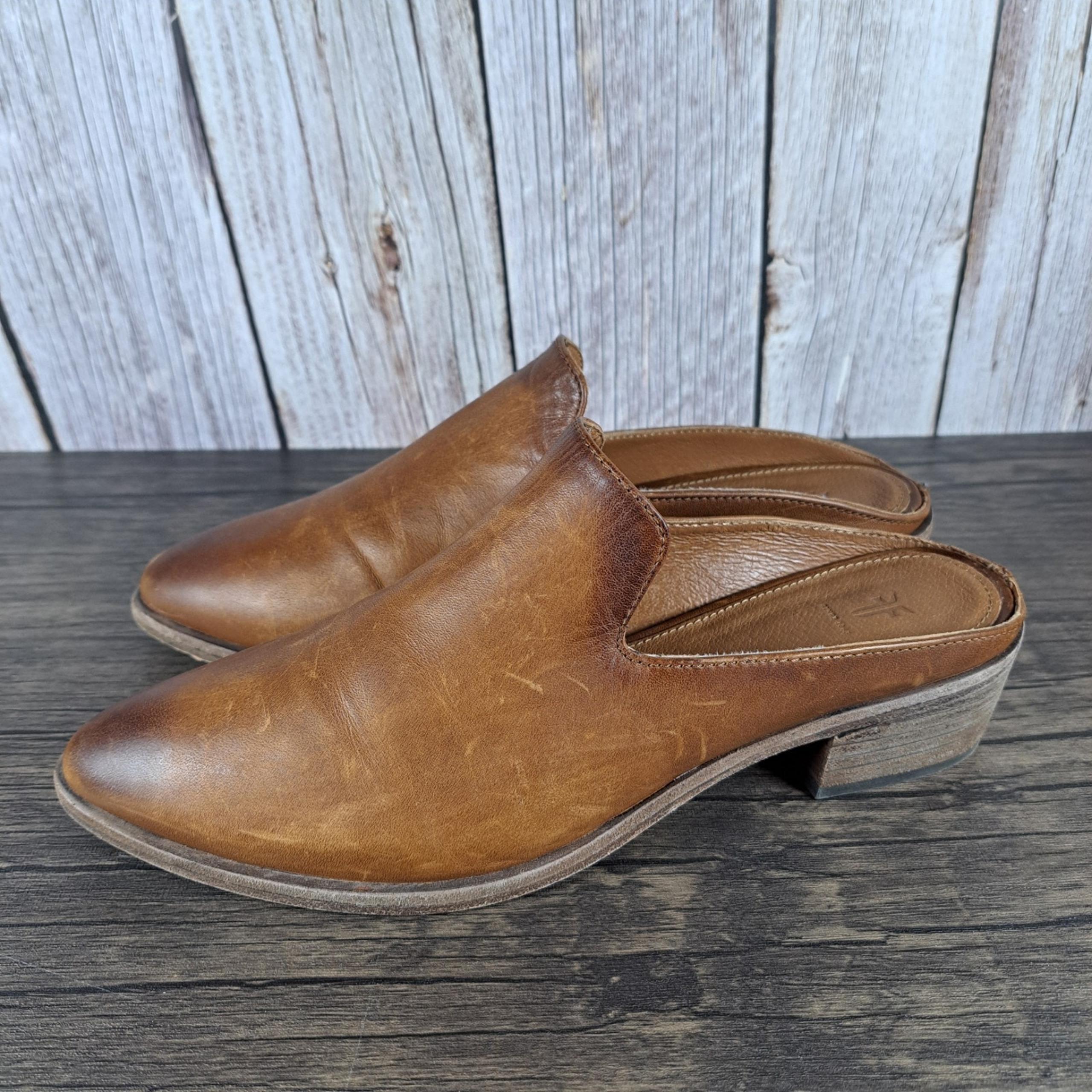 Frye Ray Mule Slide Slip On Women's Sz 8 M Brown Cognac