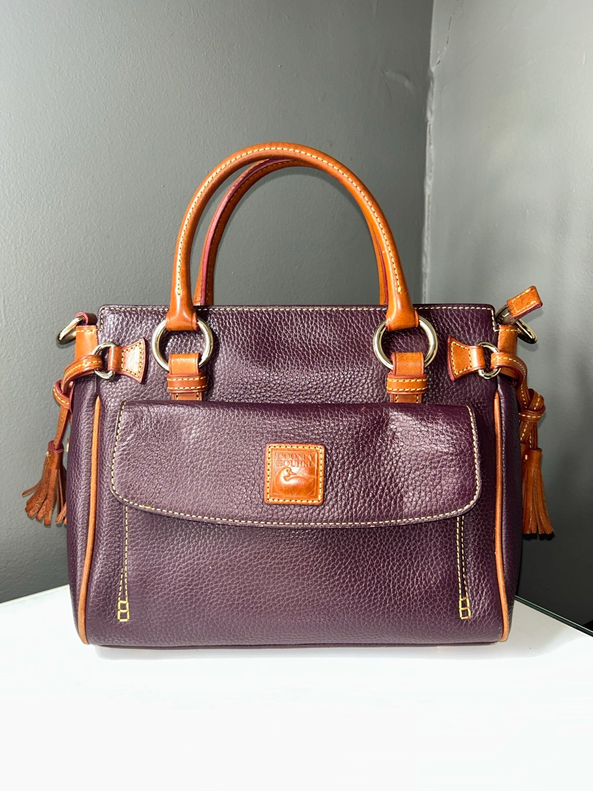 Vintage Dooney & Bourke Purple Pebbled Leather Satchel (no strap)