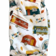 Retros RVs Trailers Happy Camper Life Travel Fall Leaves Camping Throw Blanket
