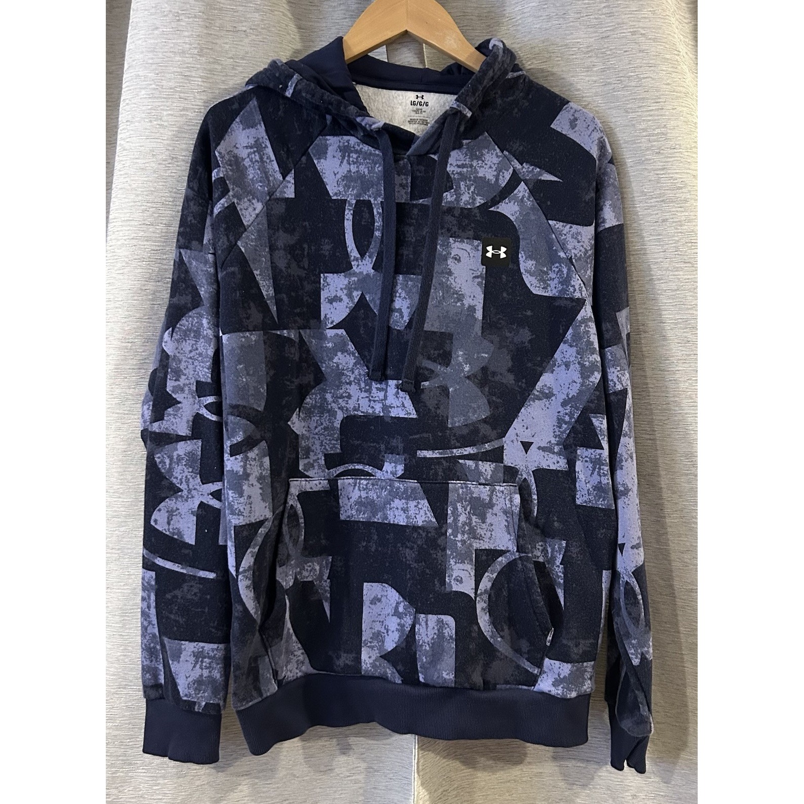 Under Armour Men's UA Rival Fleece Hoodie Blue Camo Camouflage Size Large