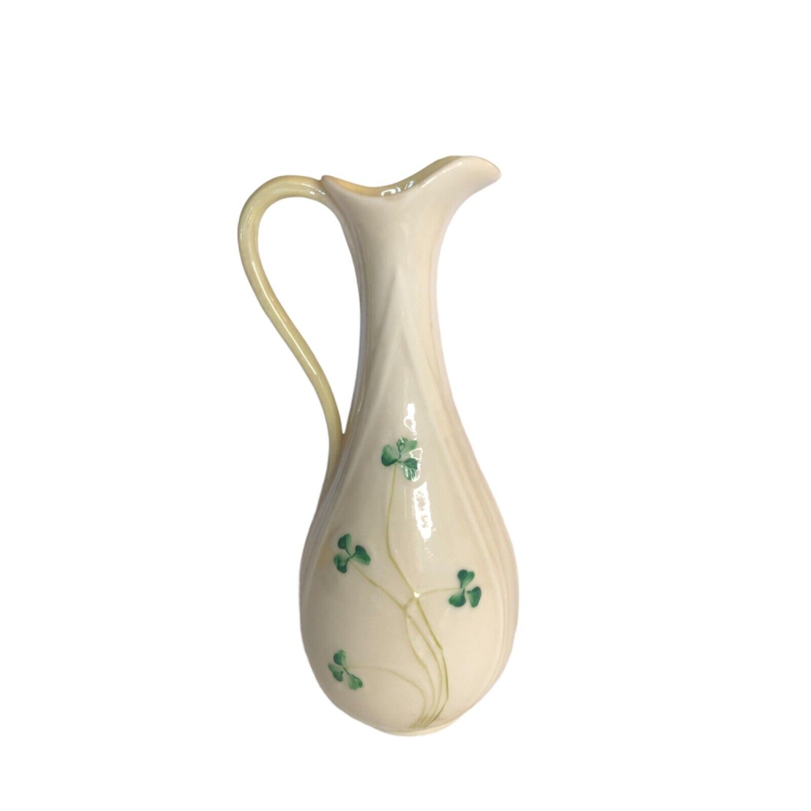 Vintage BELLEEK Irish Porcelain 7 TYPHER JUG Shamrock Pattern 3rd Green Mark