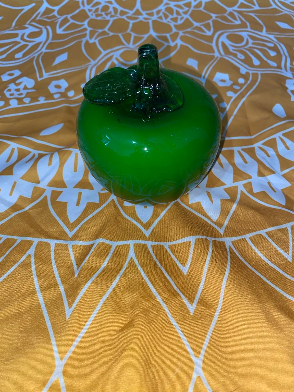 Vintage green glass apple