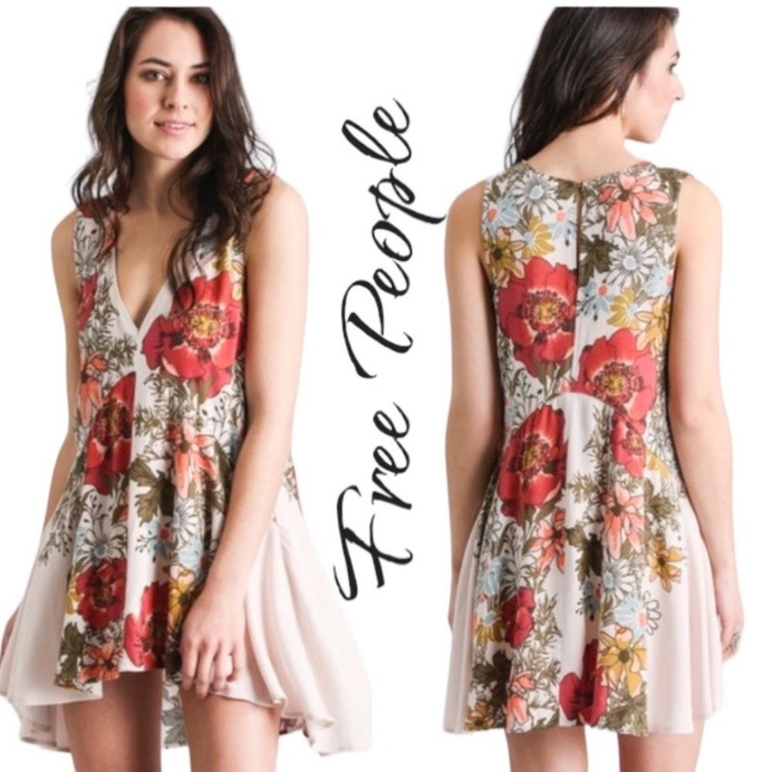 Free People “Backyard Party” Floral High Low Tunic Dress Size S
