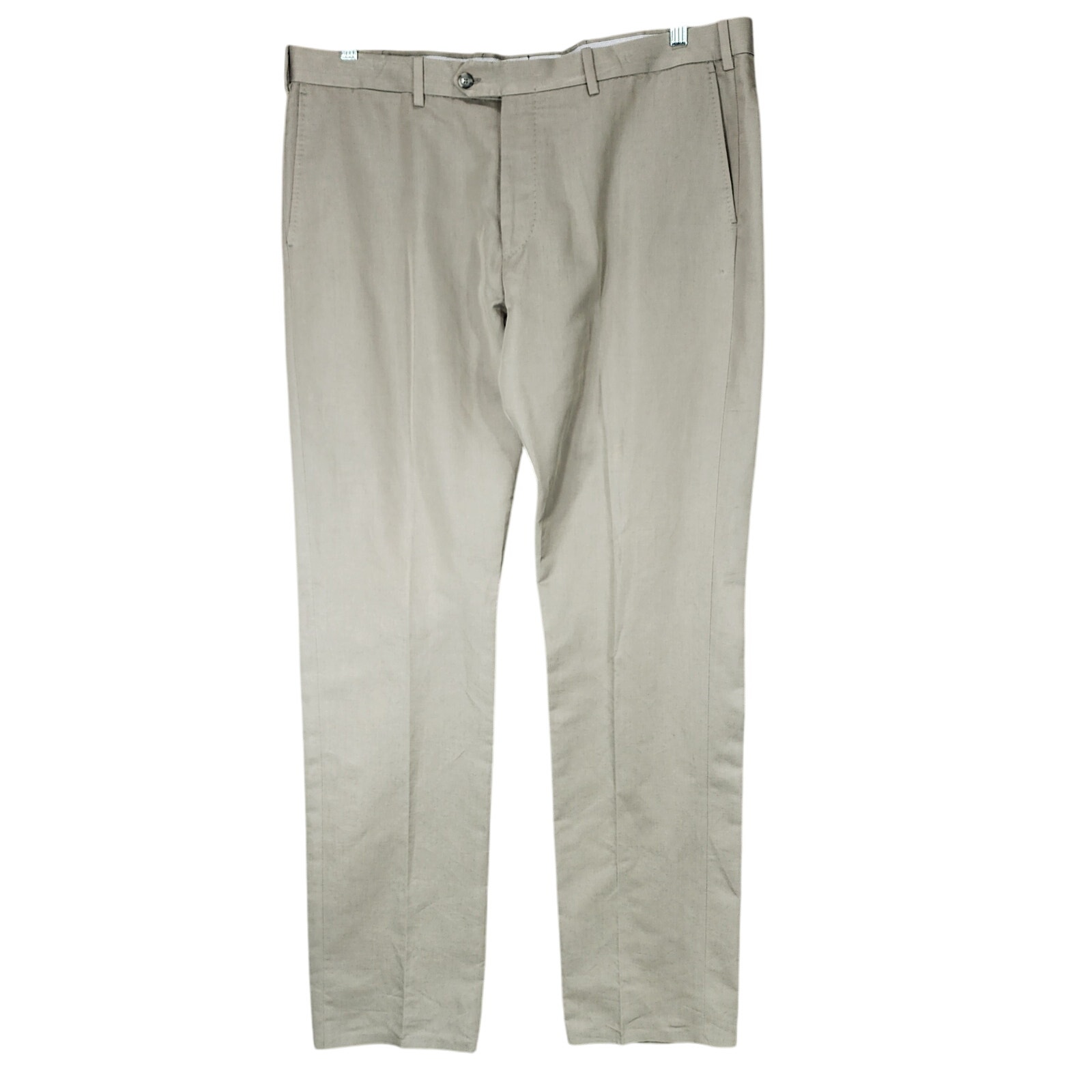 Monte Rosso Dress Pants sz 40 Mens Linen Cotton Beige Tan Italian Flat Front 37