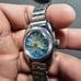 Vintage Celenic 17 Rubis Mechanical Wind Ladies Watch Silver Tone Blue Date Just