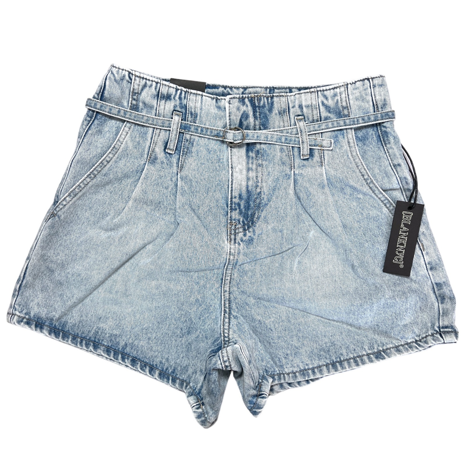 NWT BLANK NYC Pay Back A Line Jean Shorts SIZE 26 Pleated Blue Denim NEW