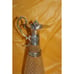 Vintage Claret Gut Glass Silver Plated Wine Decanter Pourer Pitcher With Top