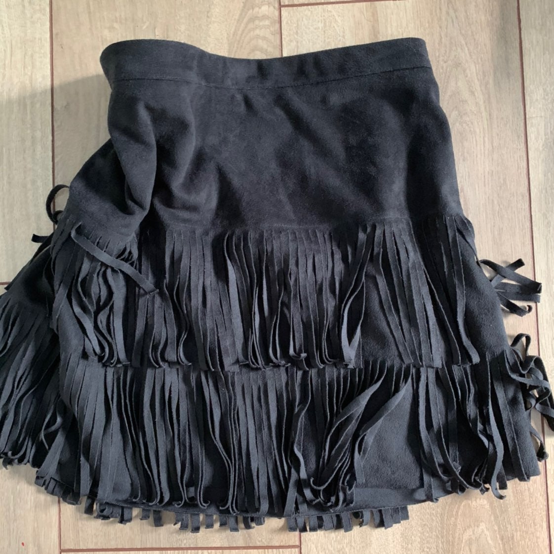 Faux Leather Tassel Skirt