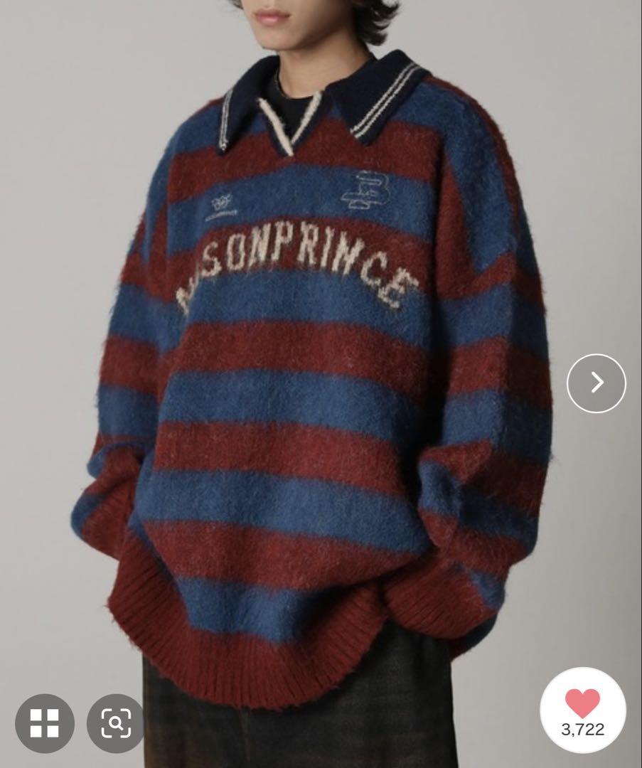 MASONPRINCE Oversized Polo Neck Striped Knit