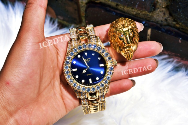 Full Iced Out Watch, Lion Head Stainless