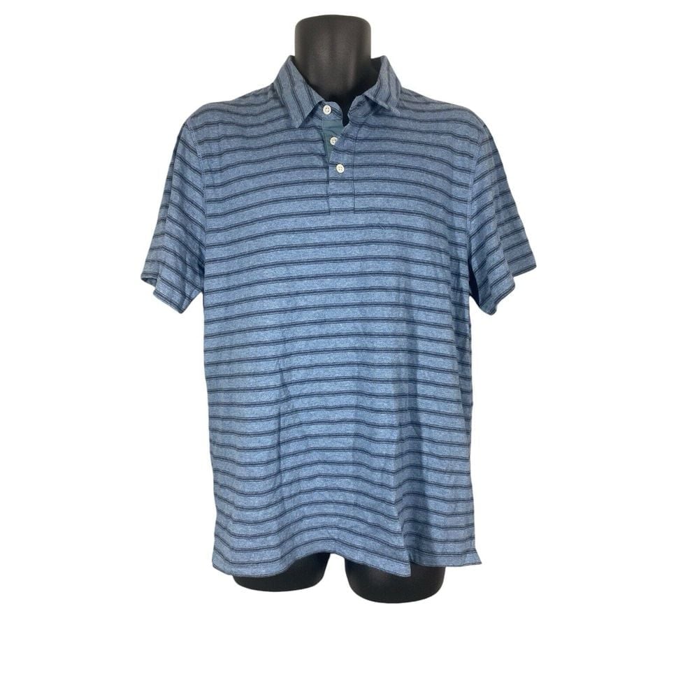 Rails Mens Braxton Slate Marin Heather Stripe Polo Shirt Size Large